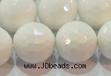 CAG7187 15.5 inches 18mm faceted round white agate gemstone beads