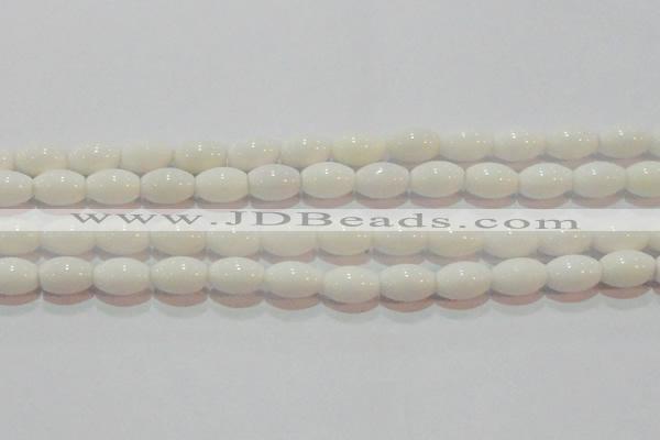 CAG7202 15.5 inches 8*12mm rice white agate gemstone beads