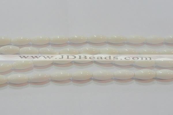 CAG7205 15.5 inches 8*16mm rice white agate gemstone beads