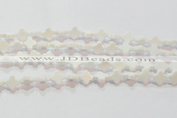 CAG7218 15.5 inches 12*12mm flower white agate gemstone beads