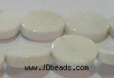 CAG7237 15.5 inches 15*20mm oval white agate gemstone beads