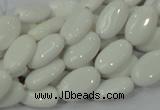 CAG724 15.5 inches 8*14mm oval white agate gemstone beads wholesale