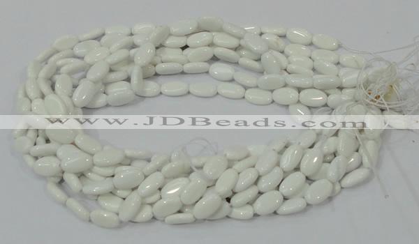 CAG724 15.5 inches 8*14mm oval white agate gemstone beads wholesale