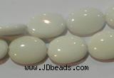 CAG7240 15.5 inches 10*14mm oval white agate gemstone beads