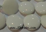 CAG7252 15.5 inches 12mm flat round white agate gemstone beads