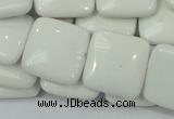 CAG726 15.5 inches 20*20mm square white agate gemstone beads