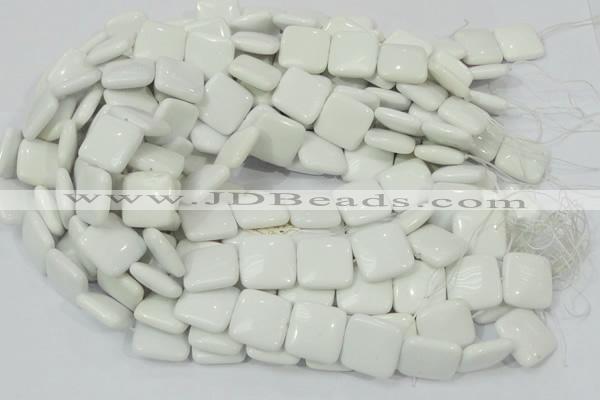 CAG726 15.5 inches 20*20mm square white agate gemstone beads