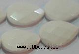 CAG7266 15.5 inches 13*18mm faceted flat teardrop white agate beads