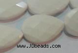 CAG7267 15.5 inches 15*20mm faceted flat teardrop white agate beads