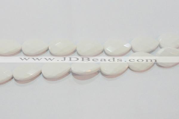 CAG7268 15.5 inches 18*25mm faceted flat teardrop white agate beads