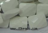 CAG728 15.5 inches 18*25mm twisted faceted rectangle white agate beads