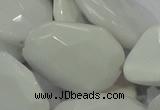 CAG730 15.5 inches 20*30mm faceted freeform white agate beads