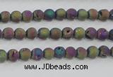 CAG7448 15.5 inches 4mm round plated druzy agate beads wholesale