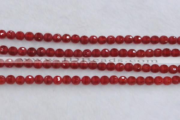 CAG7456 15.5 inches 6mm faceted round matte red agate beads