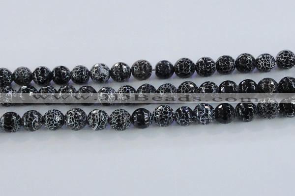 CAG7605 15.5 inches 14mm faceted round frosted agate beads wholesale