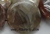 CAG782 15.5 inches 50mm flat round yellow agate gemstone beads