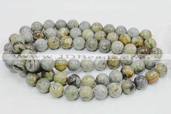 CAG7868 15.5 inches 18mm round silver needle agate beads