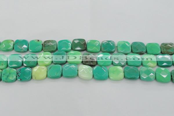 CAG7915 15.5 inches 18*18mm faceted square grass agate beads