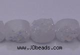 CAG7945 7.5 inches 8*10mm oval plated white druzy agate beads