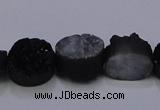 CAG7952 7.5 inches 8*10mm oval plated white druzy agate beads