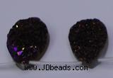 CAG7986 Top drilled 22*30mm flat teardrop plated white druzy agate beads