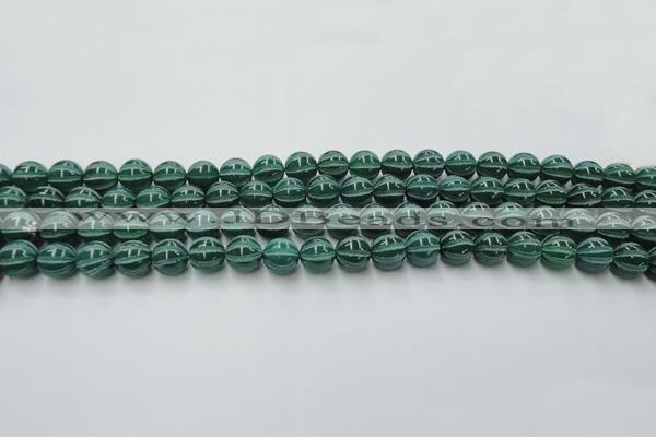 CAG8005 15.5 inches 8mm carved round green agate beads