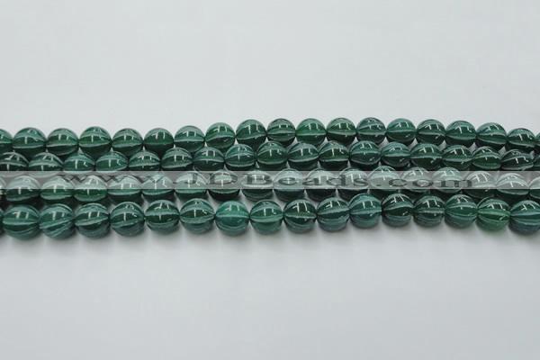 CAG8006 15.5 inches 10mm carved round green agate beads