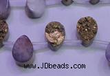 CAG8103 Top drilled 10*14mm teardrop glod plated druzy agate beads