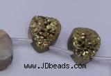 CAG8113 Top drilled 12*16mm teardrop glod plated druzy agate beads