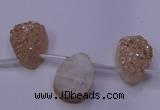 CAG8121 Top drilled 15*20mm teardrop champagne plated druzy agate beads