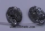 CAG8142 Top drilled 30*40mm teardrop silver plated druzy agate beads