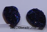 CAG8146 Top drilled 30*40mm teardrop blue plated druzy agate beads