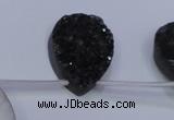 CAG8147 Top drilled 30*40mm teardrop black plated druzy agate beads