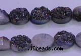 CAG8154 7.5 inches 10*14mm oval rainbow plated druzy agate beads