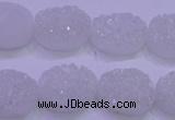 CAG8170 7.5 inches 13*18mm oval white plated druzy agate beads