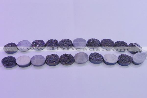 CAG8174 7.5 inches 13*18mm oval rainbow plated druzy agate beads