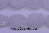 CAG8180 7.5 inches 15*20mm oval white plated druzy agate beads