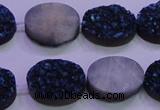 CAG8186 7.5 inches 15*20mm oval blue plated druzy agate beads