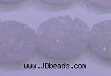 CAG8190 7.5 inches 18*25mm oval white plated druzy agate beads