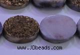 CAG8193 7.5 inches 18*25mm oval glod plated druzy agate beads