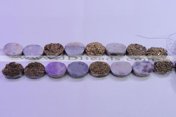 CAG8193 7.5 inches 18*25mm oval glod plated druzy agate beads