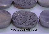 CAG8202 7.5 inches 20*30mm oval silver plated druzy agate beads