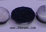 CAG8206 7.5 inches 20*30mm oval blue plated druzy agate beads