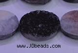 CAG8207 7.5 inches 20*30mm oval black plated druzy agate beads