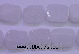 CAG8210 Top drilled 10*14mm rectangle white plated druzy agate beads