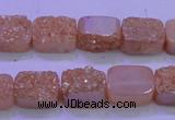 CAG8211 Top drilled 10*14mm rectangle champagne plated druzy agate beads