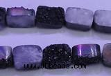 CAG8217 Top drilled 10*14mm rectangle black plated druzy agate beads