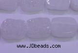 CAG8220 Top drilled 12*16mm rectangle white plated druzy agate beads