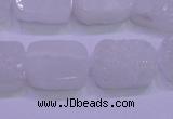 CAG8230 Top drilled 13*18mm rectangle white plated druzy agate beads