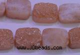 CAG8231 Top drilled 13*18mm rectangle champagne plated druzy agate beads